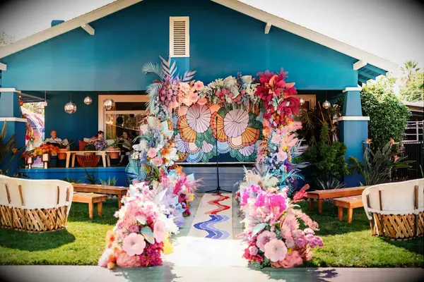 Colorful Wedding Ceremony Decorations With Unique Rainbow Flowers