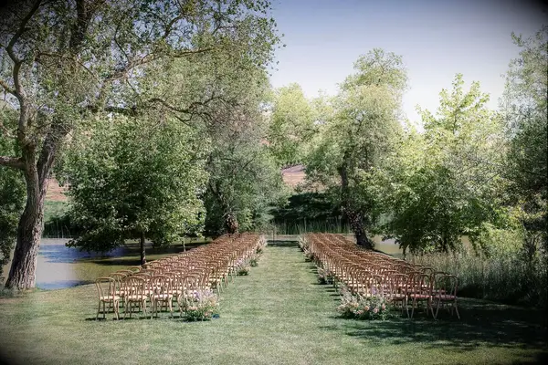 Outdoor Lawn Wedding Ceremony With Simple Decorations