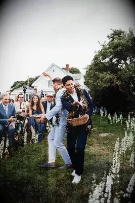 Flower Guys Tossing Flower Petals During Ceremony Processional