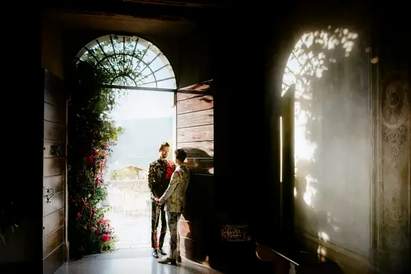 Grooms Wedding Portraits in Historic Villa in Italy