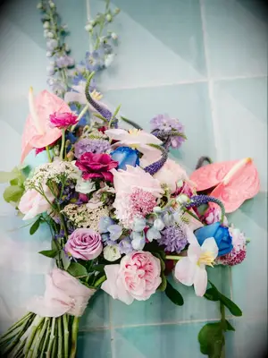 Pink-and-blue bouquet