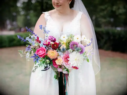 purple-and-blue wedding bouquet