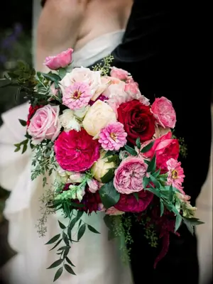 Pink rose wedding bouquet