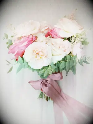 Pink bouquet with pink ribbon