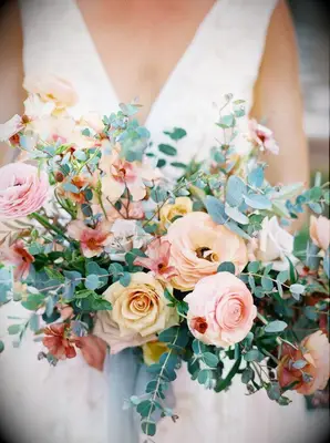 Eucalyptus and rose bouquet