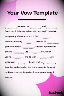 Printable wedding vow template