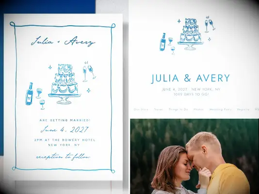 Hand-Drawn Cake Wedding Invitations and Website