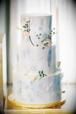 Blue Wedding Cake With Berries