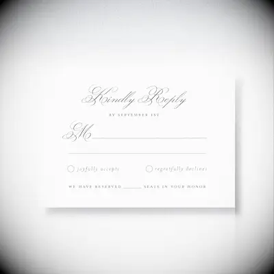 Formal wedding RSVP card
