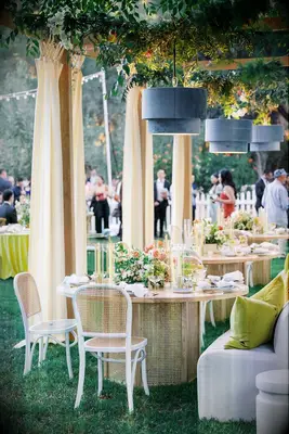 Greenery canopy reception flower idea