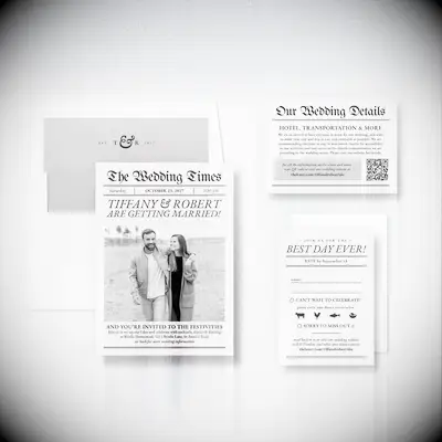 Newspaper inspired invites