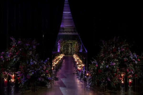 Moody purple uplighting for wedding 