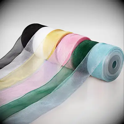 Multicolored pack of Sheer Organza Ribbon for floral bow
