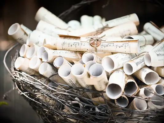 Sheet music-inspired wedding programs