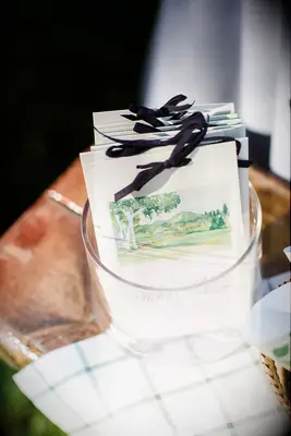 Watercolor venue painting wedding programs