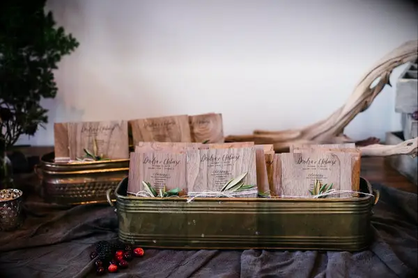 Rustic wooden wedding programs 