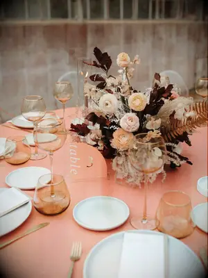 pastel blush fall wedding centerpiece