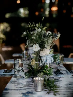 greens and wildflowers fall wedding centerpieces