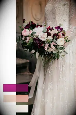 Magenta, blush and cream fall wedding colors
