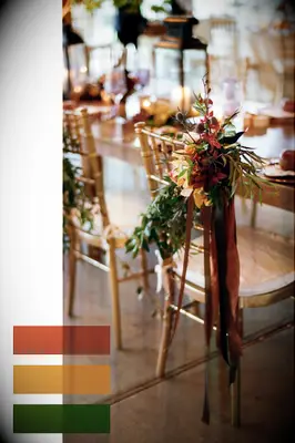 Amber yellow, orange and green fall wedding color scheme