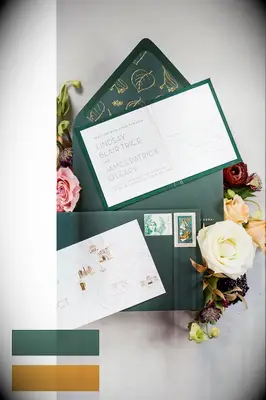 Emerald green and gold fall wedding colors