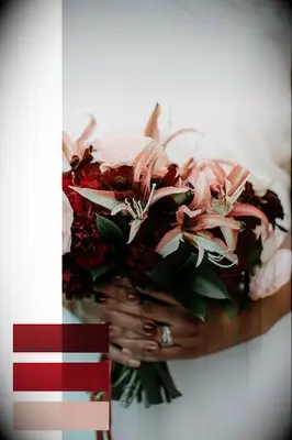 Blush pink and red fall wedding colors