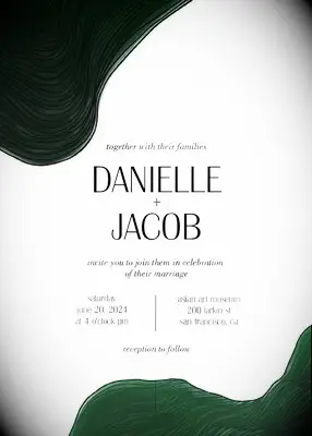 Abstract green painted wedding invitations from Mixbook