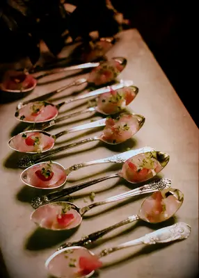 Spoon crudo wedding appetizers