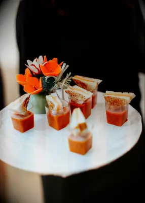 Tomato soup and grilled cheese wedding appetizers
