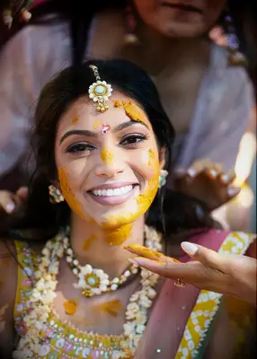 Indian bride during Haldi ceremony
