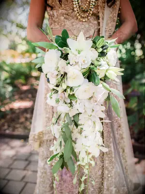 Cascading White and Green Bouquet