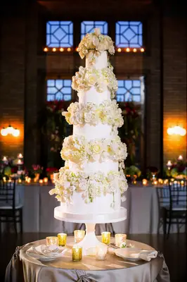 Five-Tier White and Cream Wedding Cake