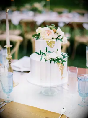 Two-Tier Wedding Cake With Gold Leafing