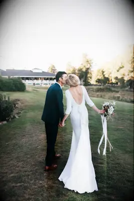 Low-Back and Long-Sleeve Bridal Gown