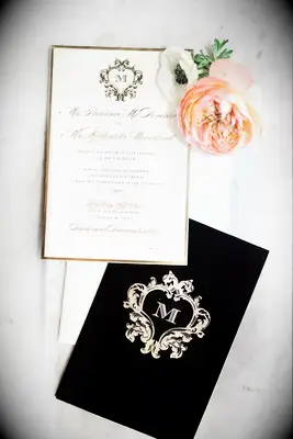 Custom Invitations With Black, White and Gold Detailing