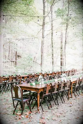 Wooden Reception Tables in The Woods