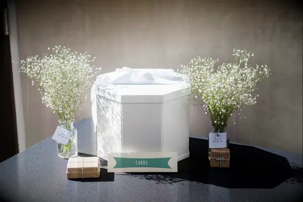 White Octagonal Wedding Card Box