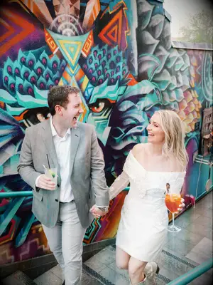Fun candid drinks engagement photo ideas