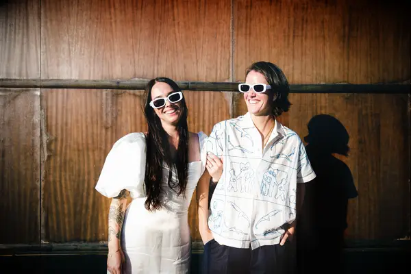 Fun summertime engagement photos with sunglasses