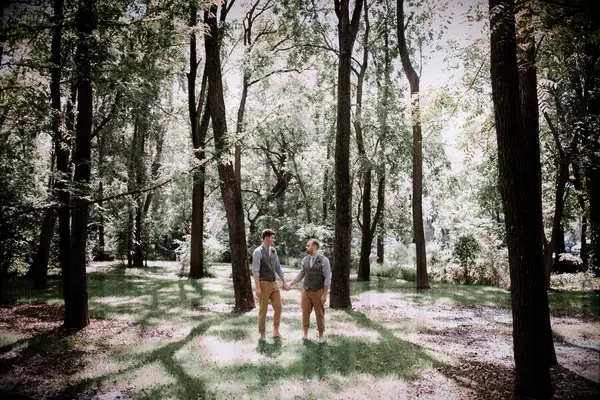 Forest woodland wedding engagement photo ideas