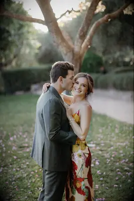 Cute outdoors wedding engagement photo