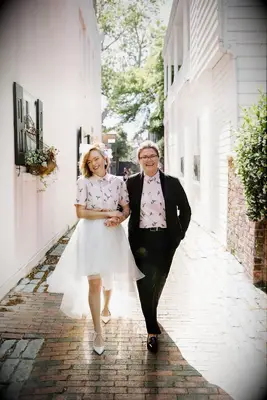 A walk down memory lane engagement photo