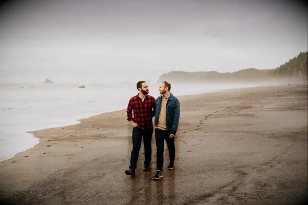 Couple walking on the beach