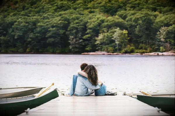 Lakeside wedding engagement photo idea