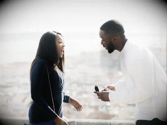 Surprise proposal on a beach