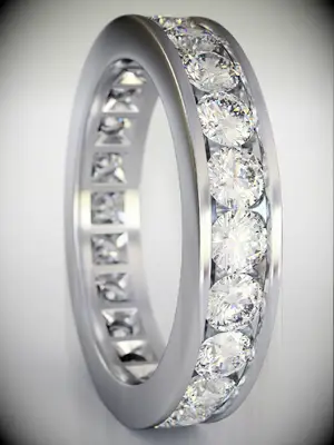 Diamond wedding band with channel setting