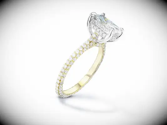 Diamond engagement ring with pavé setting