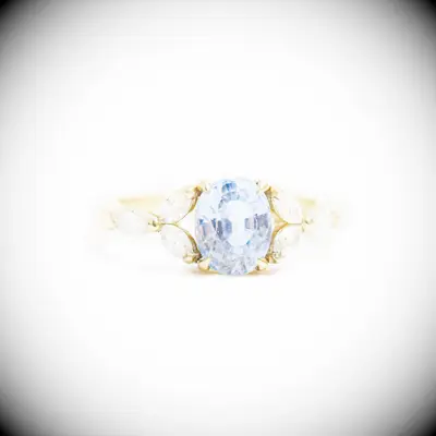 Berlinger cornflower blue sapphire and marquise diamond ring