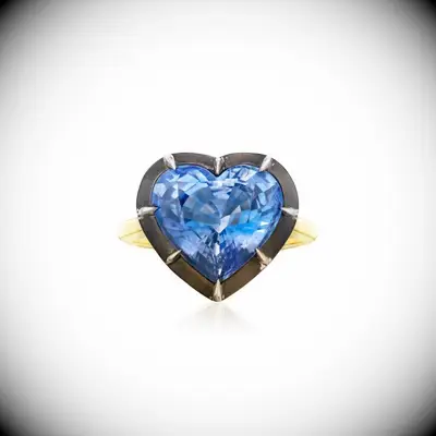 Fred Leighton heart-shaped sapphire engagement ring