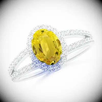 Angara yellow sapphire halo engagement ring
